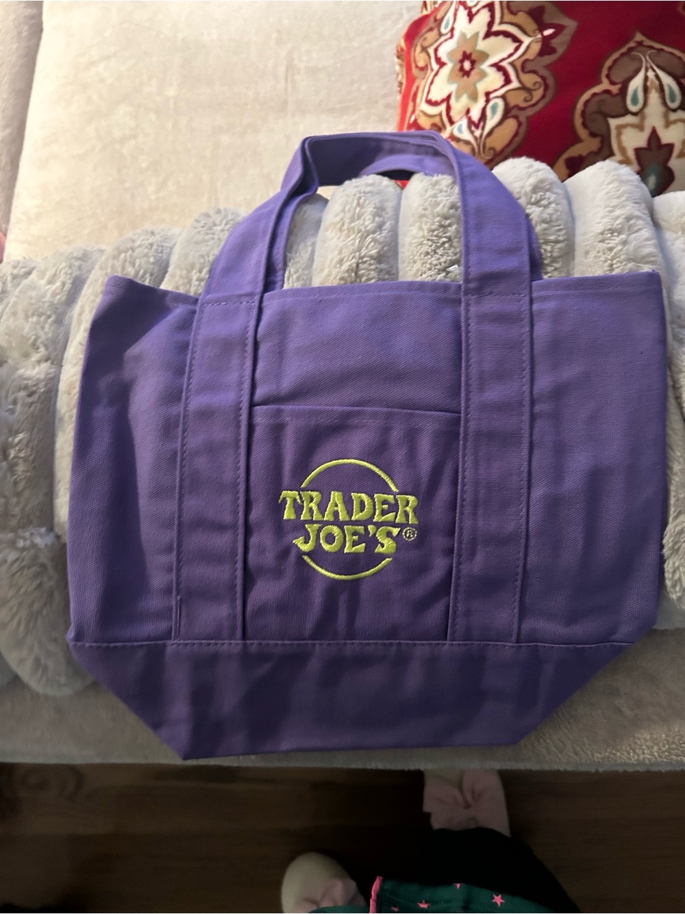 Trader Joe's NEW HALLOWEEN Purple Canvas Mini Tote Bag